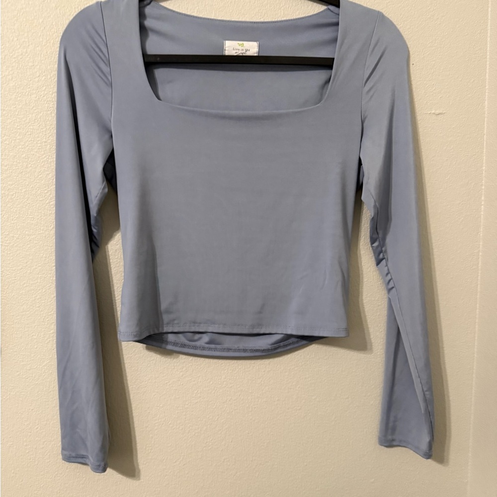 Elegant Blue Long Sleeve Women's Top